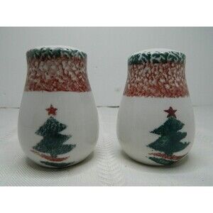 Gibson Housewares Christmas Tree Salt and Pepper Shakers 3"High Brand New!
